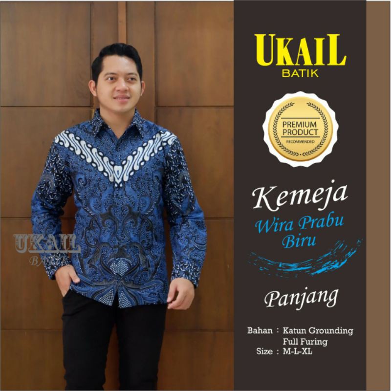 Kemeja Batik Warna Biru Batik Lengan Panjang Warna Biru Terbaru Batik Pria Warna Biru WIRA PRABU