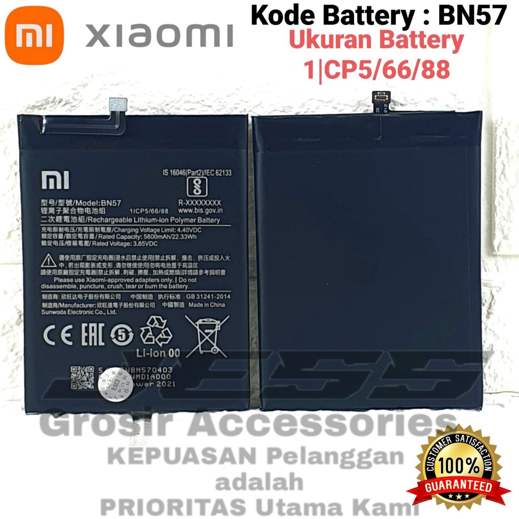 Baterai Xiaomi POCO X3 NFC - Poco X3 - POCO X3 Pro - X3pro Batre Original Pocophone BN57 BN-57