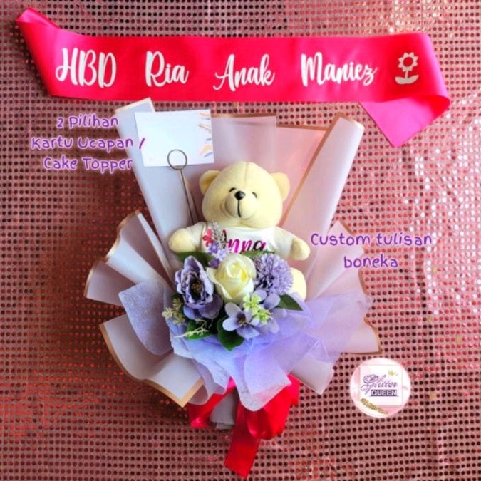 Bouquet custom boneka teddy bear bunga ulangtahun wisuda birthday anak mini buket wedding gift bridal shower