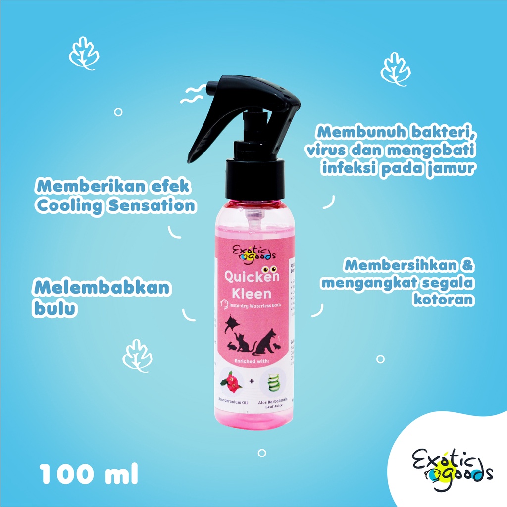 EXOTICGOODS QUICKEN KLEEN 100ml PEMBERSIH SUGAR GLIDER PEMBERSIH HEWAN GROOMING SUGAR GLIDER DRY SHAMPOO HEWAN