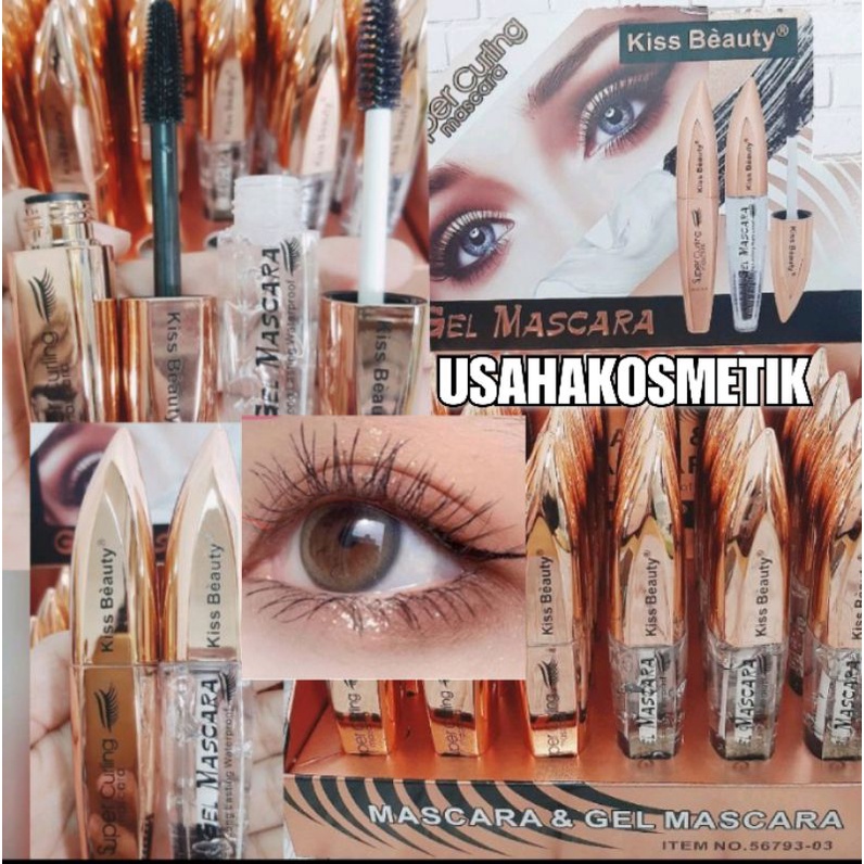 Promo Big Paket Mascara 2in1 Kiss beauty Super Big [mascara Gel bening + Hitam ] No.56793-03