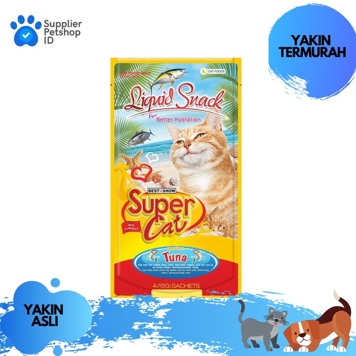 Jual Snack Cemilan Kucing Supercat Liquid Tuna 60gr Isi 4 Cat Food Indonesia Shopee Indonesia