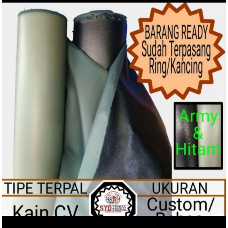 terpal kain CV TENTARA Ukuran custom/bebas warna ijo army / ijo hitam