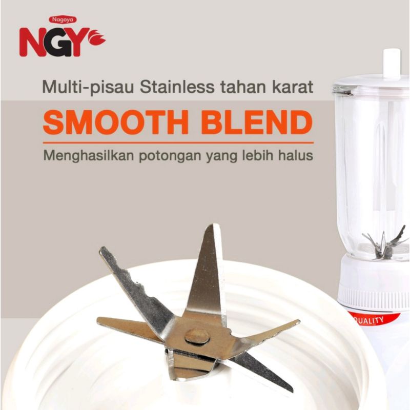 BLENDER NAGOYA KACA / plastik 2in1 - NGYT12GN6 6pisau NGY-T18GN