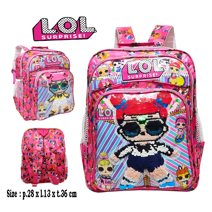 Tas Anak Ransel SEQUIN LOL - Tas Ransel Anak Sekolah SD Usap Karakter LOL