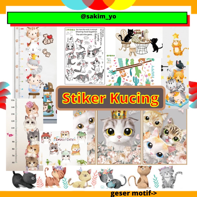 WALL STICKER STIKER DINDING MOTIF KUCING WALLSTICKER WALLSTIKER WALSTICKER CAT CATS ANIMAL DEKORASI 