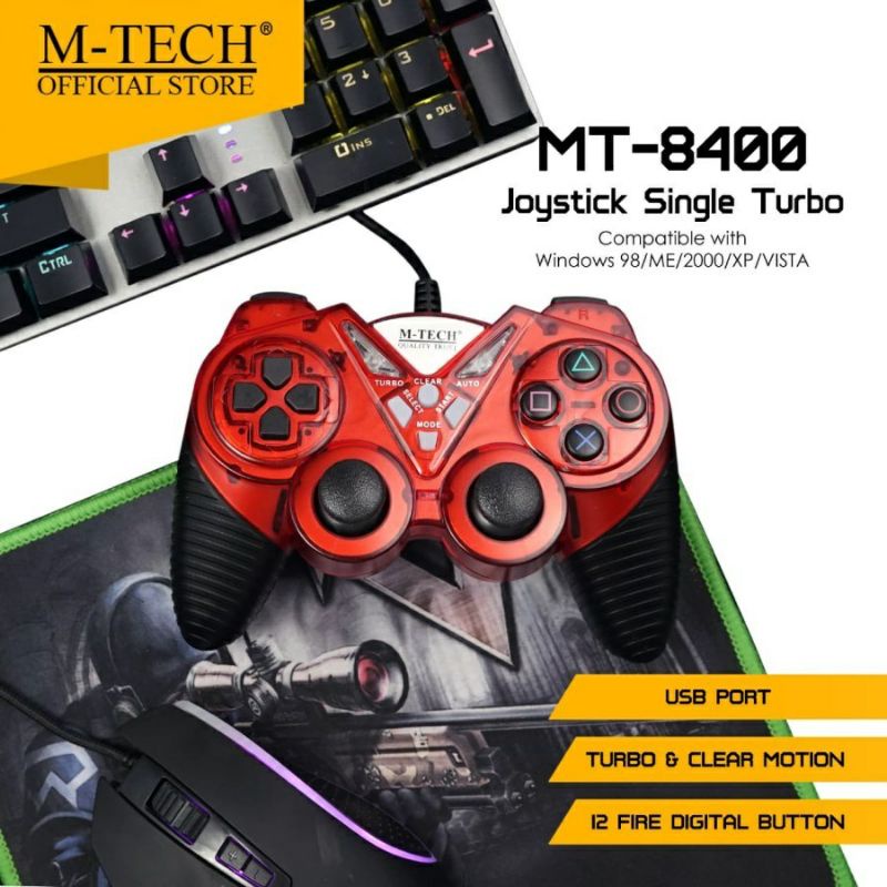 USB GAMEPAD SINGLE TURBO M-TECH MT-8400 GAMEPAD SINGLE TURBO JOYSTICK CONTROLLER FOR PC LAPTOP