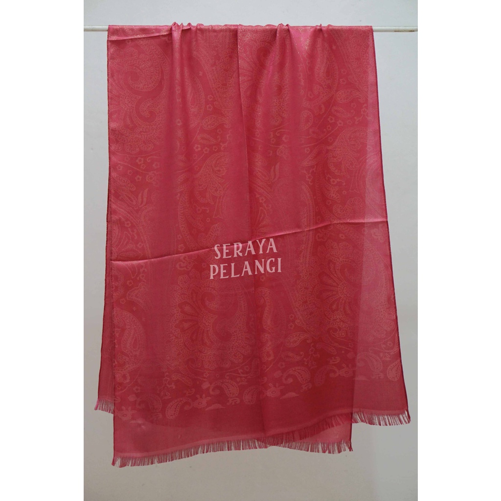 Pashmina Sutra Metalik | Motif Keong/Kembang/Bunga | Selendang | Scarf | Syal | Shawl | Pasmina | Souvenir | Hadiah Ulang Tahun | Birthday Gift | Aksesoris Fashion Wanita | Luxury Scarf | Premium Import Quality | Grosir Murah-4. Hot pink