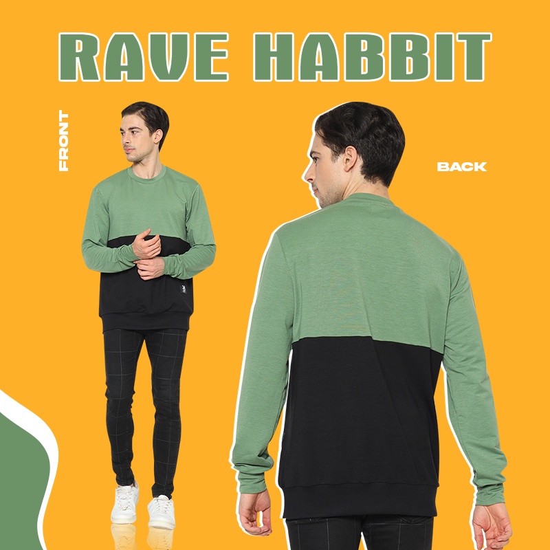 Rave Habbit Nikko Sweatshirt Pria - Hijau dan Hitam