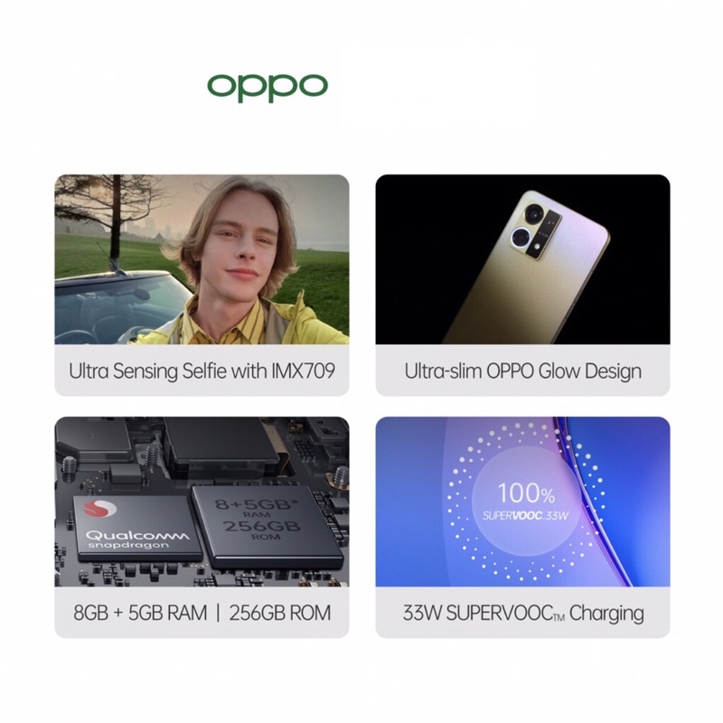 Oppo Reno8 4G | Reno 8 4G [8GB+256GB] Snapdragon 640 | 64MP Triple Camera | 6.43&quot; AMOLED | NFC | 4500mAh Garansi Resmi Oppo 1 Tahun