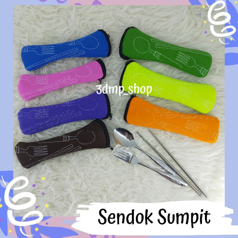 Sendok sumpit garpu set Korea sarung