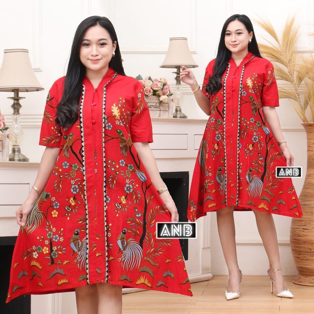 Dress Batik Pesta Elegan Modern Terbaru Jumbo Kondangan Tahun Baru Cina Cantik Chinese New Year MTD1
