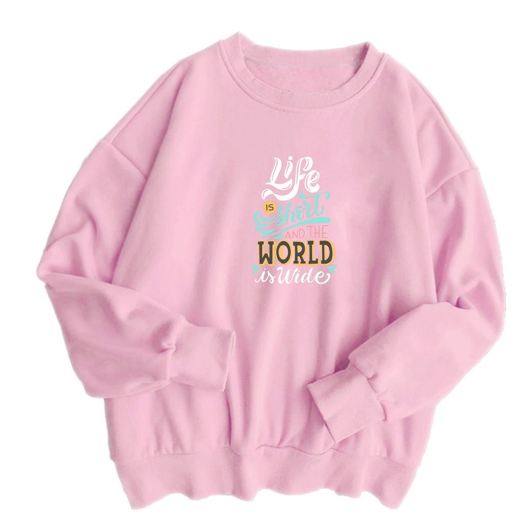 Sweater oversize wanita WORLD IS WIDE sweter cewek beludru murah kekinian