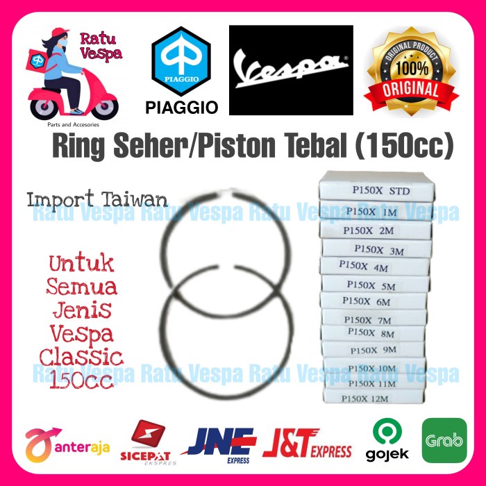 Ring Seher/Piston Vespa 150cc Tebal import Taiwan - 0M