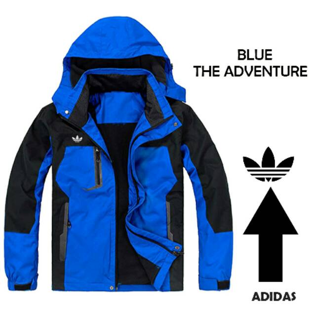 Jaket Adidas grade ori harga murah bahan parasut ukuran S M L XL XXL anti air tebal warna biru