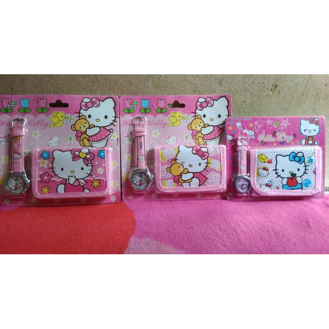 Dompet + Jam Tangan Anak Hello Kitty / Jam Hello Kitty/ JAM HK