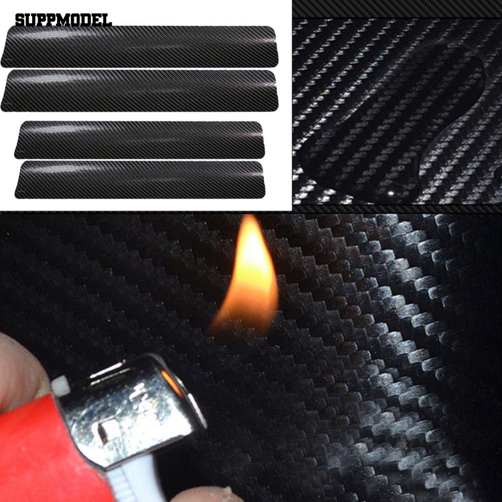 4Pcs / Set Stiker Film Carbon Fiber 3D Anti Gores untuk Mobil