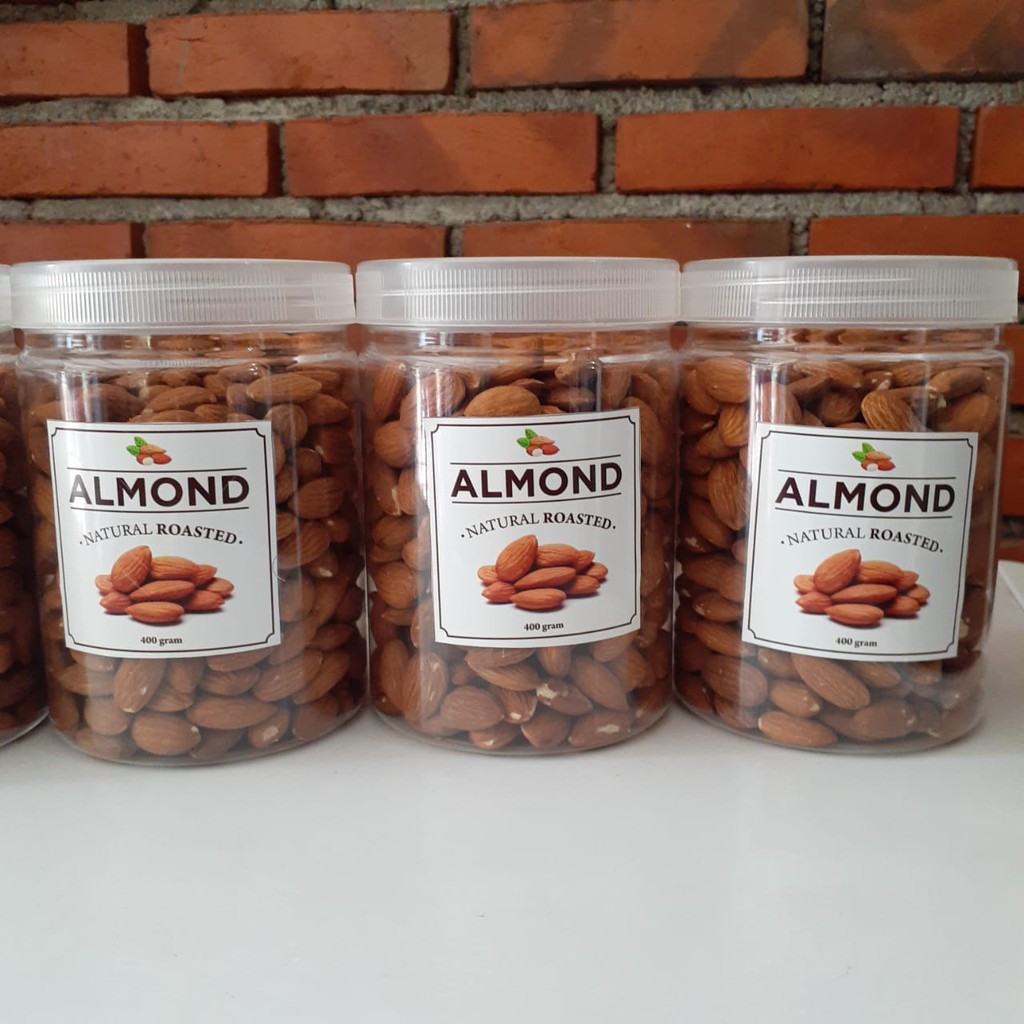 

Kacang Almond panggang original kemasan 300 gram ecer dan grosir