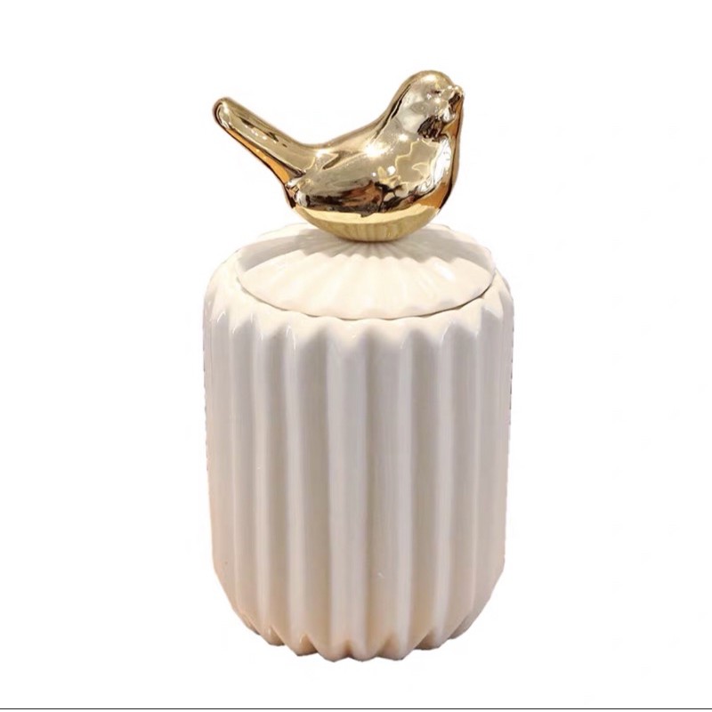 Gold Bird Jewelery Jar - Toples Wadah Perhiasan - Hiasan Rumah - Hiasan Meja Rias
