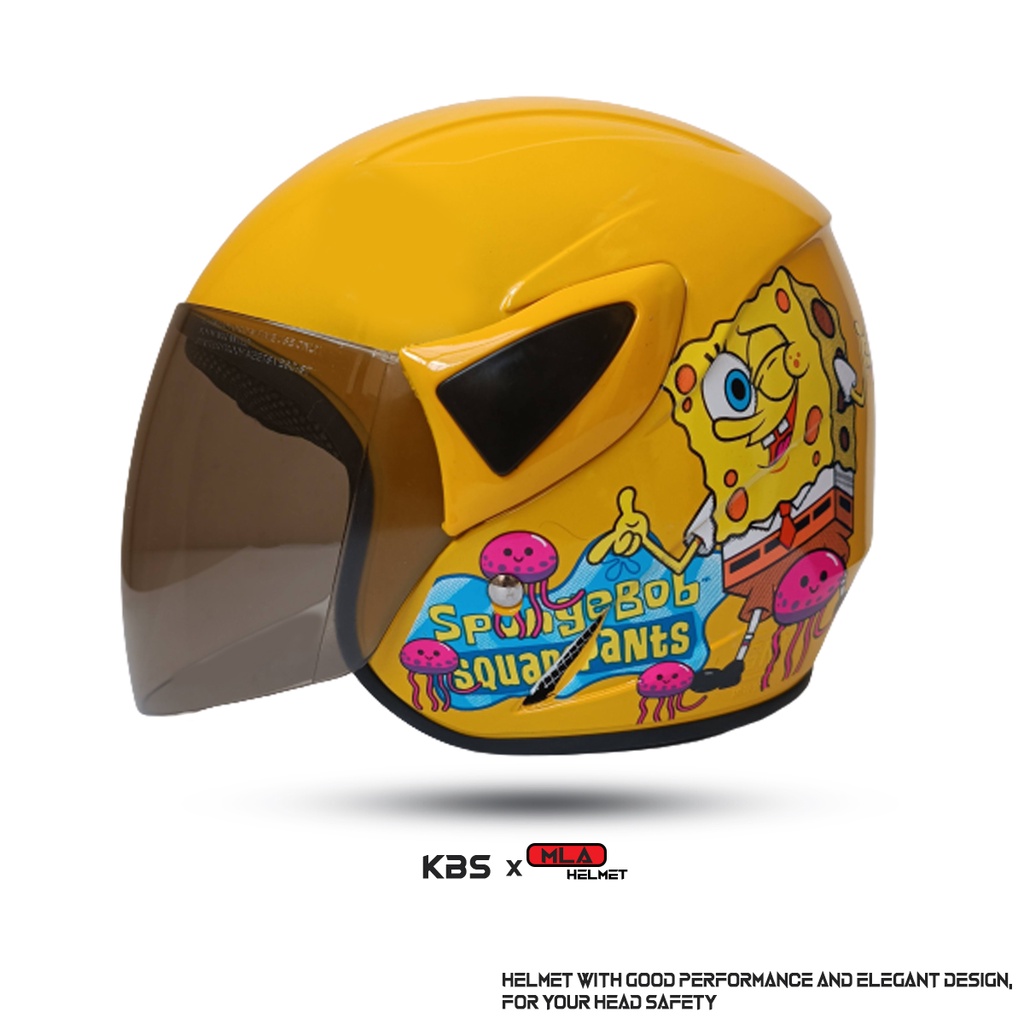 Helm Half Face Anak Junior KBS x MLA Motif SpongeBOB Untuk Usia Anak 3-7 tahun COD