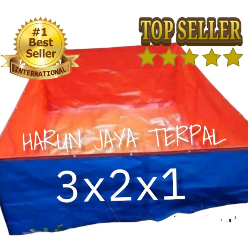 kolam terpal kotak 3x2x1 cm