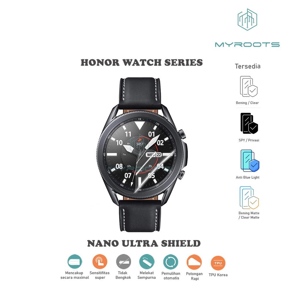 Anti Gores Jelly Hydrogel Honor Smartwatch Watch 4 3 2 GS Pro Magic Nano Ultra Shield Myroots Anti Spy - Glare Matte - Blue Ray