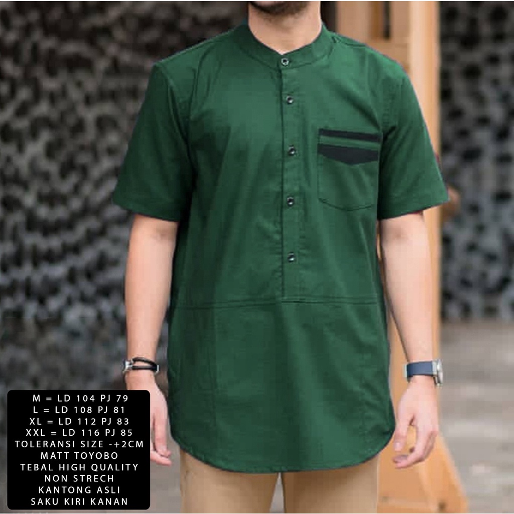 HOPYLOVY - Baju Koko Katun Pria Dewasa Lengan Pendek Moden