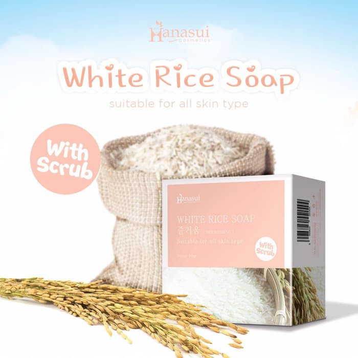 [COD] Sabun Beras Putih dengan Scrubb membuat Kulit Cerah dalam 1 Minggu I Hanasui White Rice Soap