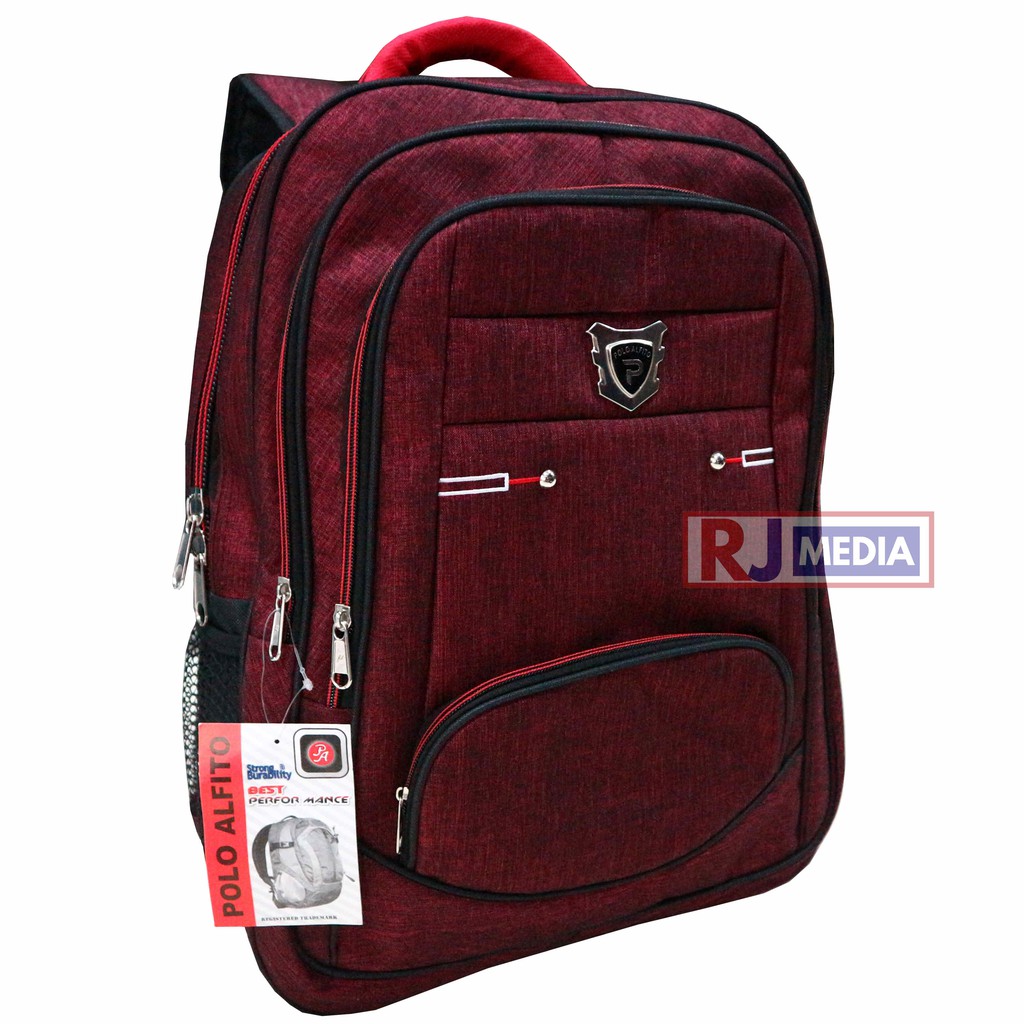 [ Bisa COD ] Ransel Laptop In Kerja Pria Polo Alfito Biru Motif Tebal Merah Stylish Tas Ransel Sekolah SD SMP SMA Kulaih Kerja Terbaru Kualitas Terbaik