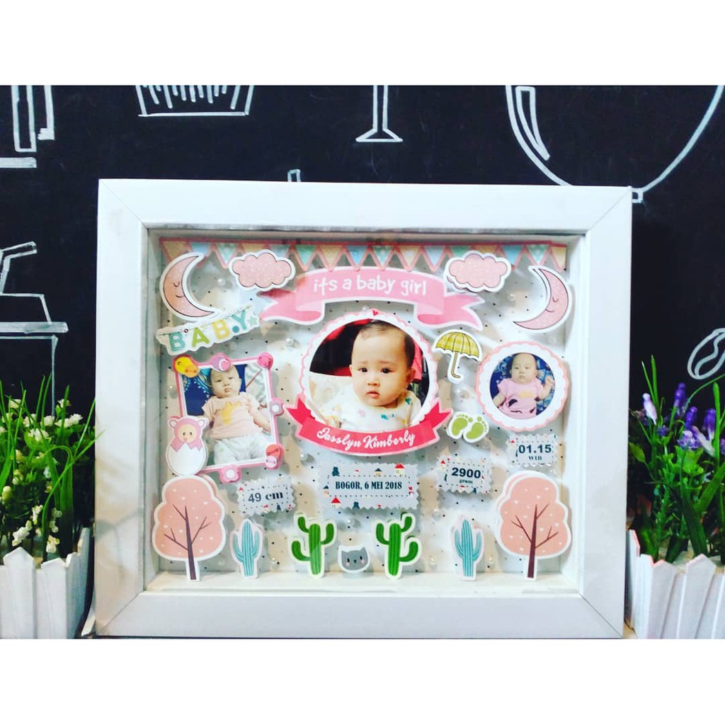 PIGURA 3D BIODATA BAYI 3D BIODATA POP UP FRAME ( CACTUS )