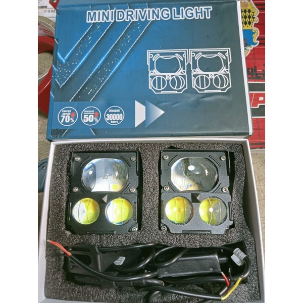 lampu tembak laser gun 3mata m60 2warna putih kuning waterproof 12-36volt motor mobil