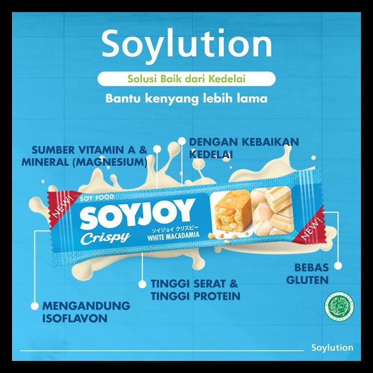 

PRODUK TERBAIK SOYJOY SOYLUTION HEALTHY PACKAGE - CRISPY WHITE MACADAMIA (12 BARS)