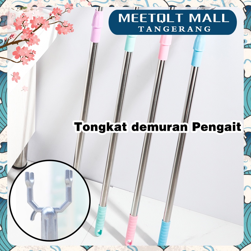 ★86.5-143cm Aluminum★Tongkat Hanger Gantungan Baju Kasar Adjustable  Gantungan Pengait Gagang Sapu