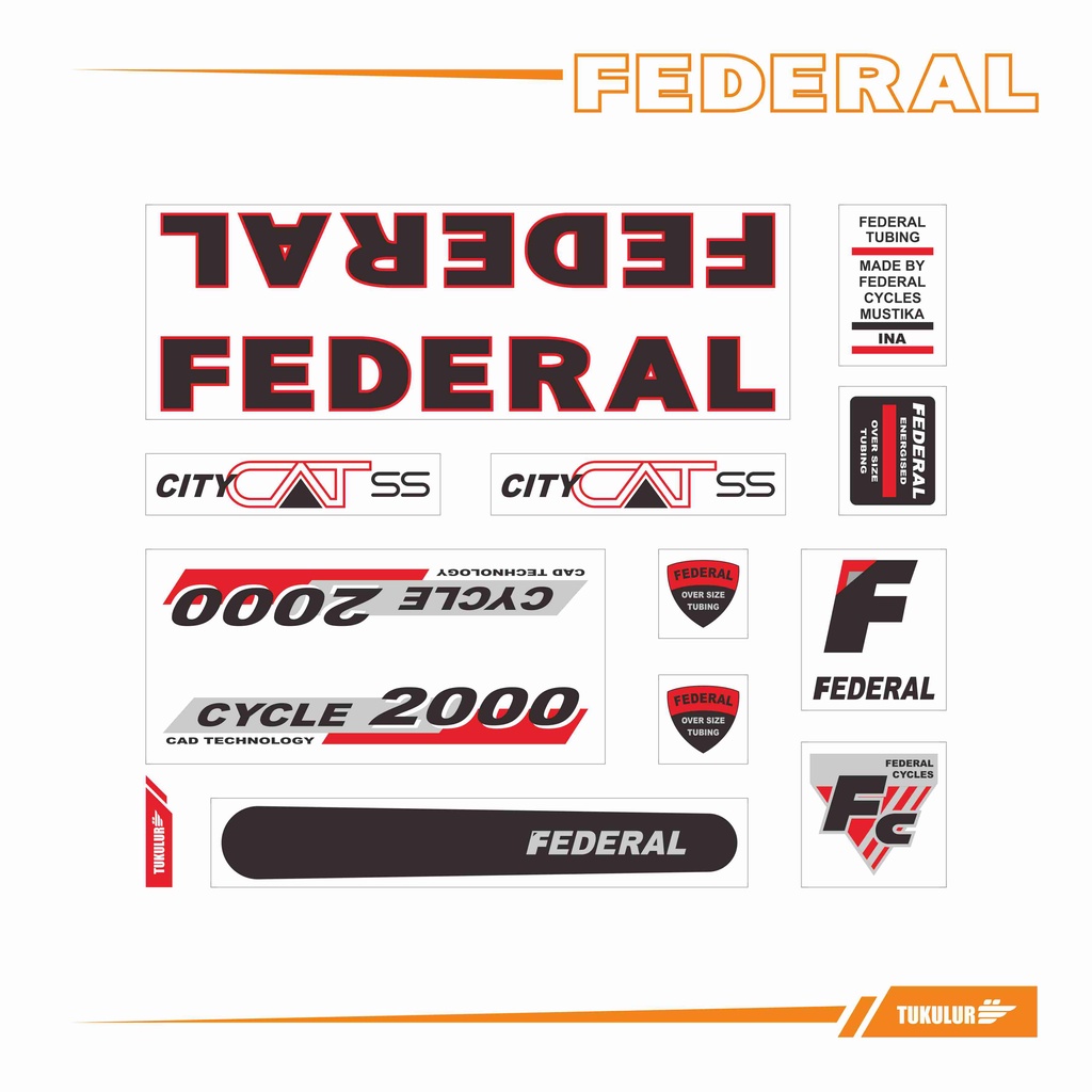 STIKER DECAL SEPEDA FEDERAL CITY CAT MODEL 1