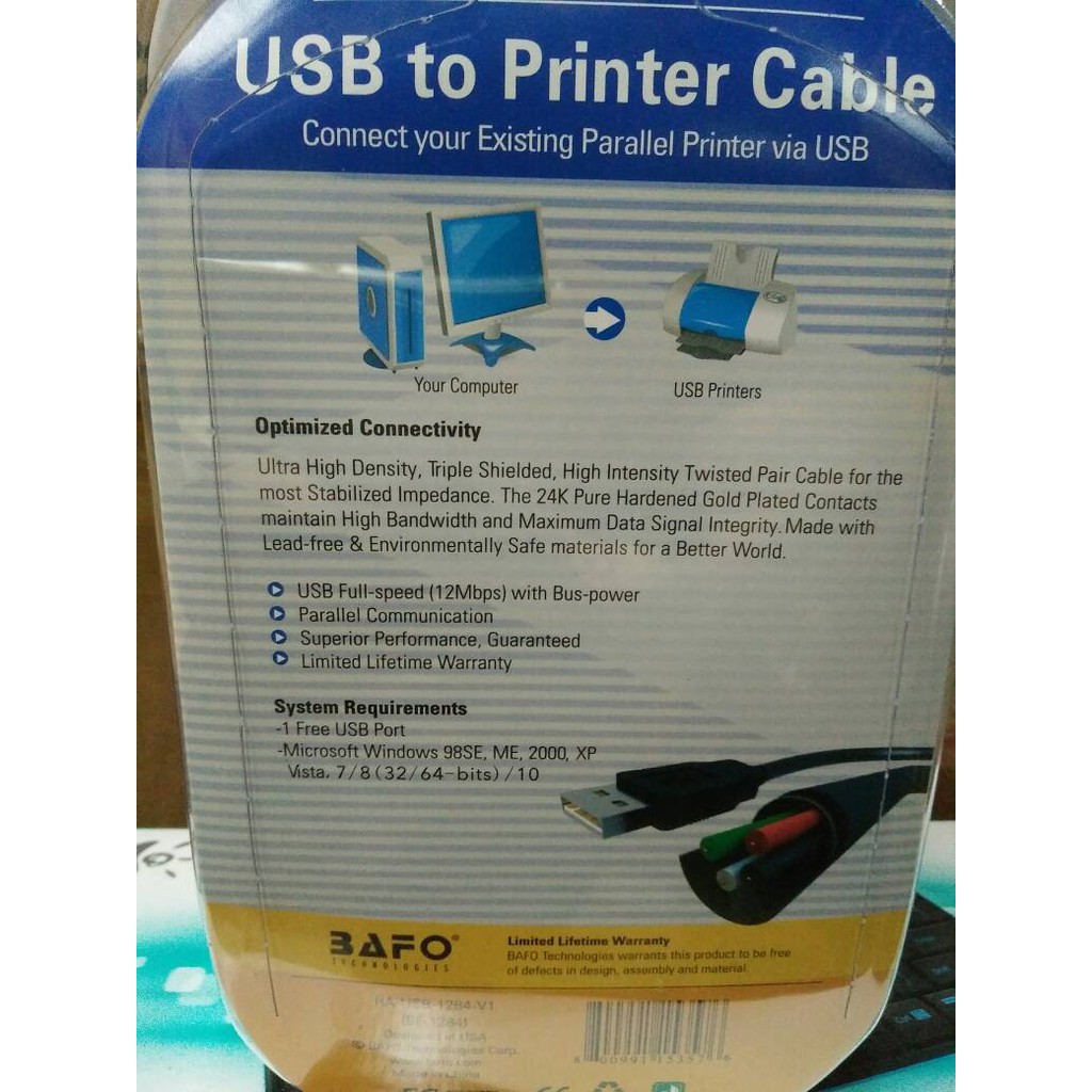 Bafo BF-1284 USB To Printer Cable Original