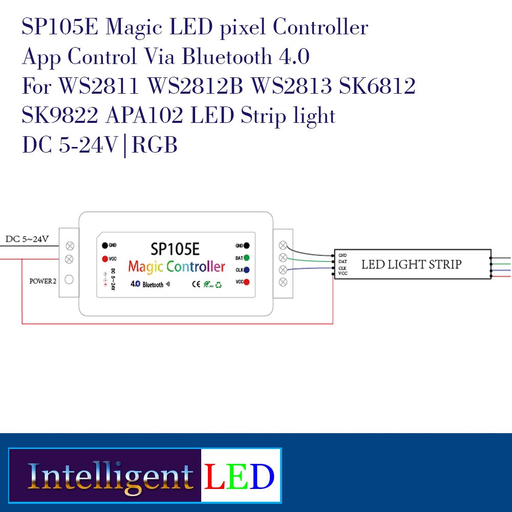 SP105E Magic LED pixel Controller Via Bluetooth 4.0 For WS2812, WS2811
