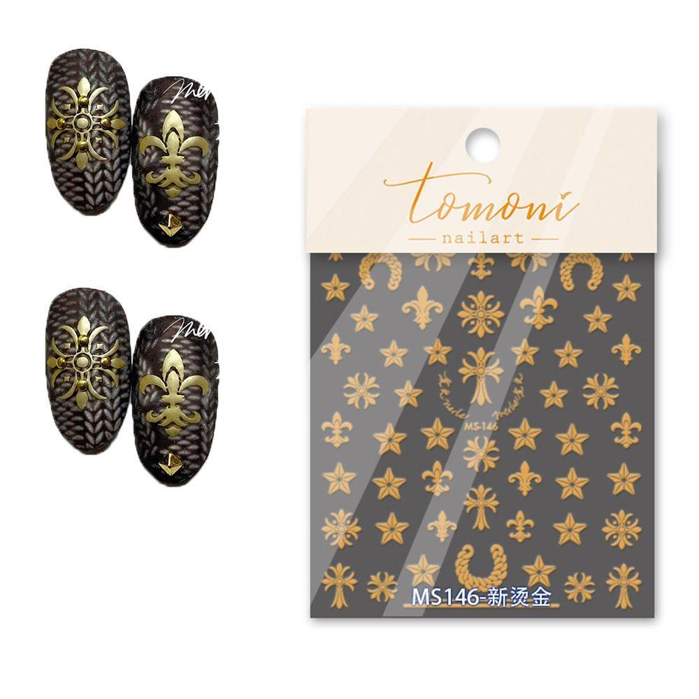 AUGUSTINA Agustina Nail Art Sticker Craft Retro Punk Cross Star Laser Silver Manicure Stiker Dekorasi Kuku