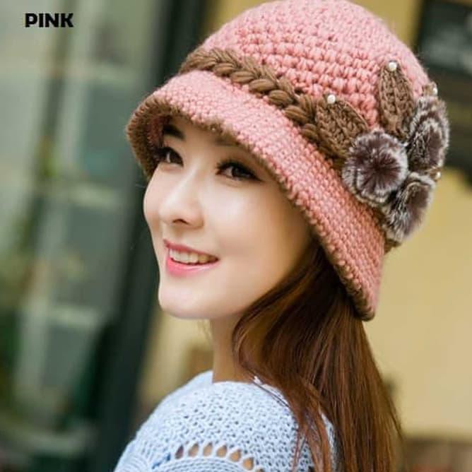 SO91 TOPI WOOL WANITA UNTUK MUSIM DINGIN / WINTER TRENDY 003 - MERAH MUDA PYEA