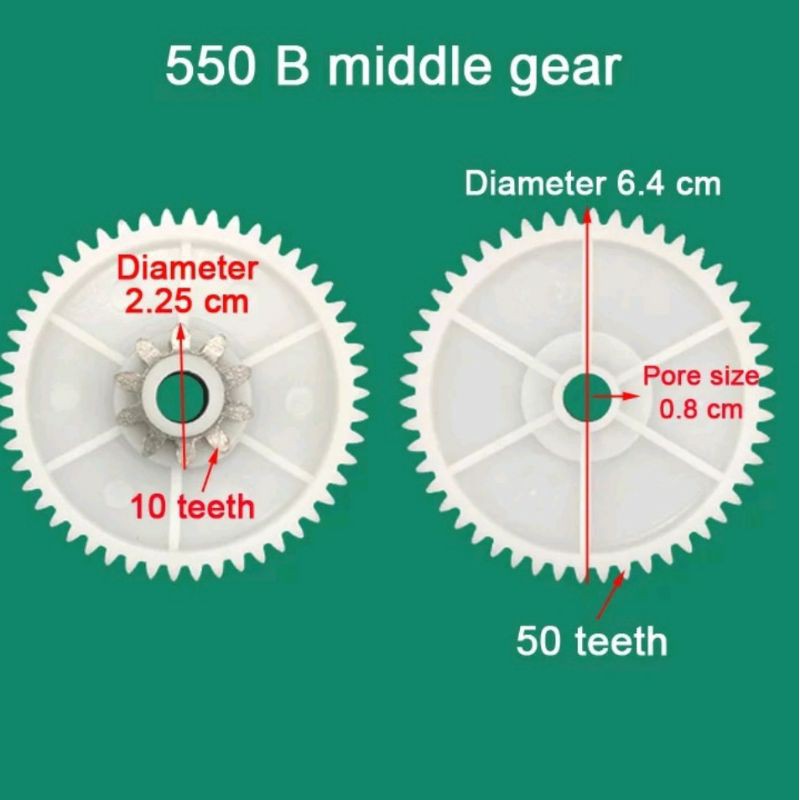 Gear Satuan Gearbox 550 Type Middle Bintang 6 Pliko / Gearbox /Gearbok Mobil Motor Mainan Aki