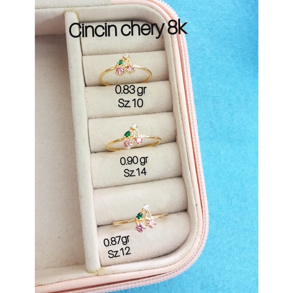 Cincin ayu gold buah cheri kadar 375/8karat fashion ringan terbaru pameran