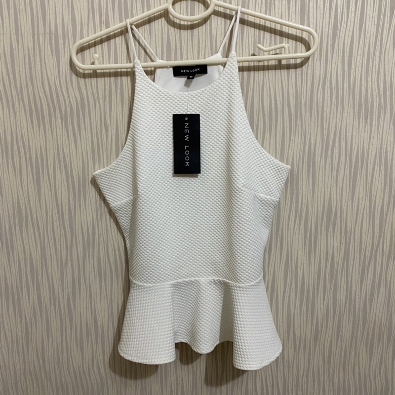 NEW newlook new look 100% original authentic white peplum top quilted bagus murah termurah top atasa
