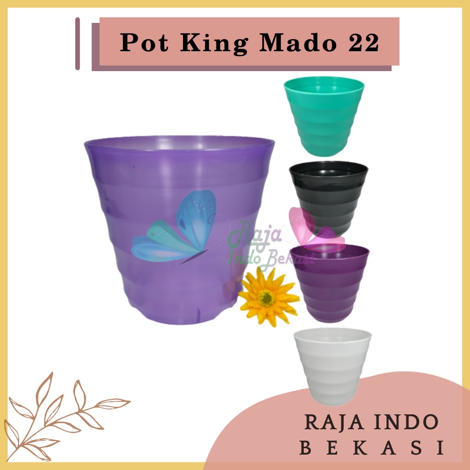 RAJAINDOBEKASI Pot King Mado 22 Putih Ungu Transparan Hijau Tosca Biru Pink Hitam Pastel Da 18 Cm Pot Plastik Murah Lucu Pot Mado Lovenia 10 12 18 22 27