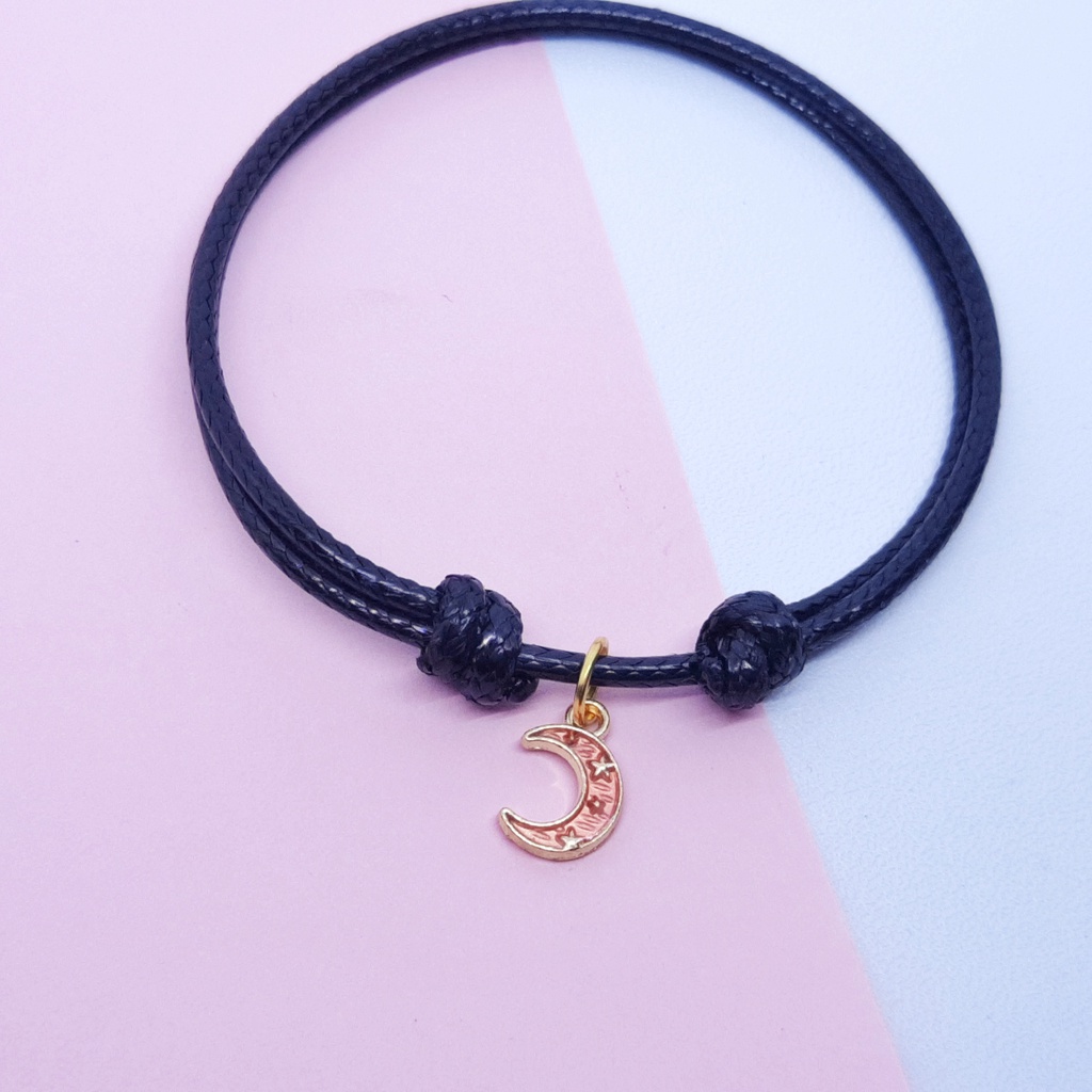 Gelang Couple Magnet Pasangan Bestie Sahabat Pacar Korea Bulan Bintang Hitam Murah-Bintang Orange(1pcs)