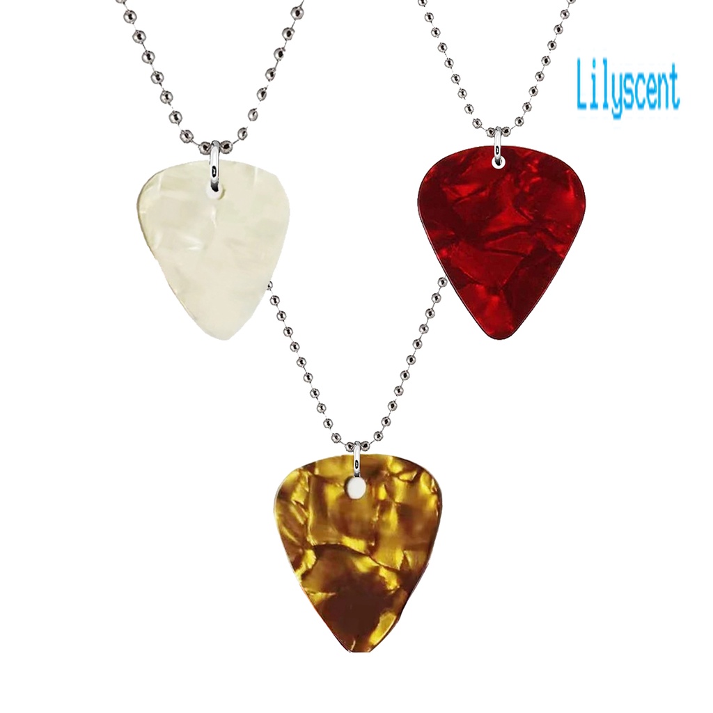 Lily Kalung Rantai Dengan Liontin Pick Gitar Untuk Unisex