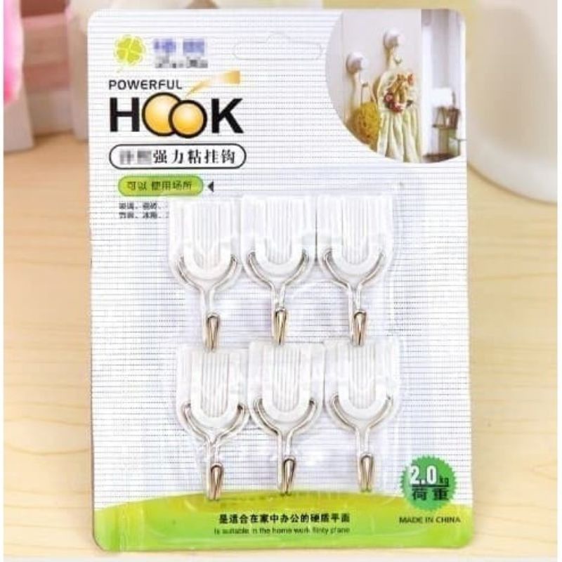 READY GANTUNGAN HOOK 1 BUNGKUS ISI 6 PCS TEMPEL DINDING SUPER MURAH