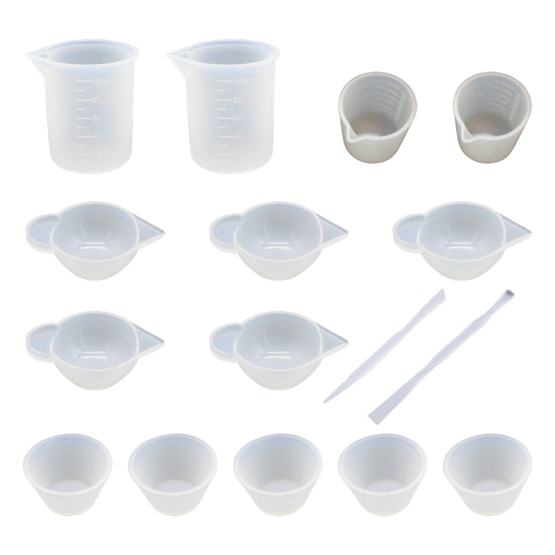 SIY  16 Pcs Silicone Measuring Cups Mixing Cup Divided Cups Dispensing Stirrer DIY Handmade UV Epoxy Resin Tool Kit