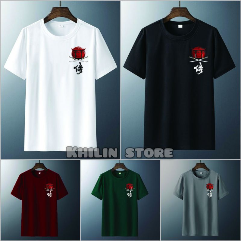 kaos distro samurai jepang kaos oblong pria wanita baju atasan wanita Tshirt pria wanita dewasa lengan pendek katun