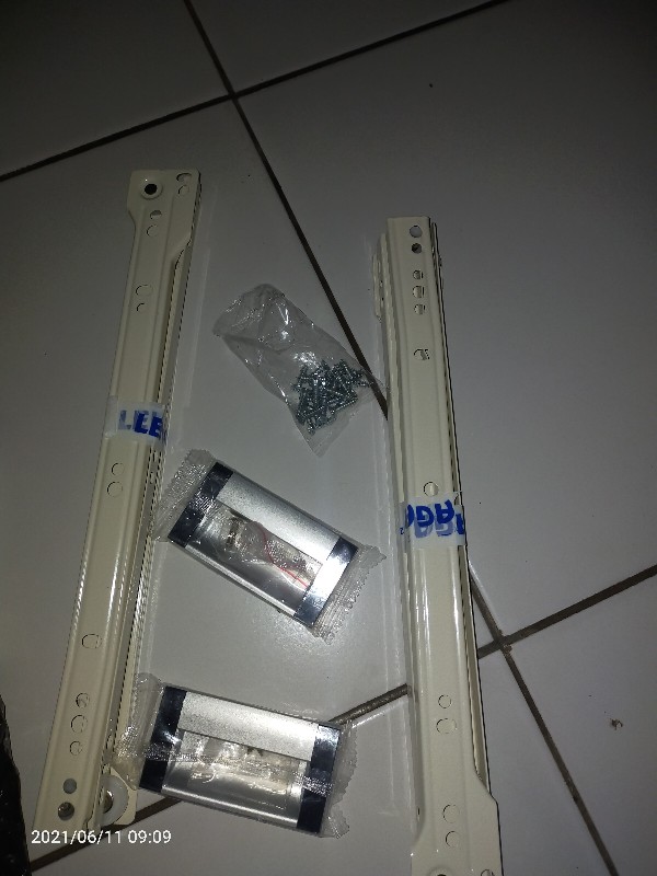 Rel Laci Lenaga By Huben 30 Cm 1 Set (2 Pcs). Biasa Roda Singel Track Putih Free Skrup