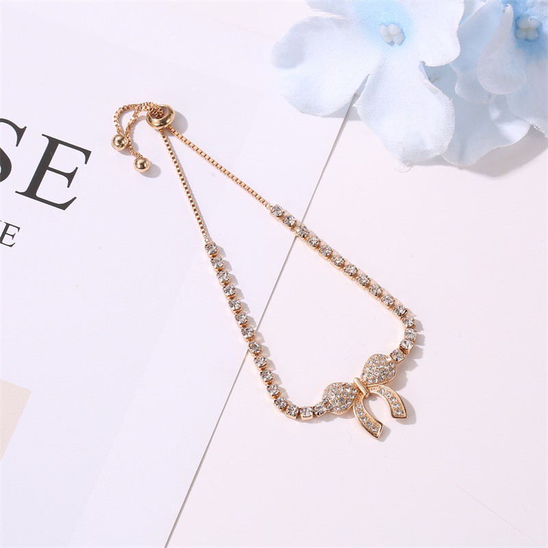 Gelang Tangan Wanita Fashion Wanita Pita Crystal Bow Bracelet Wanita Import