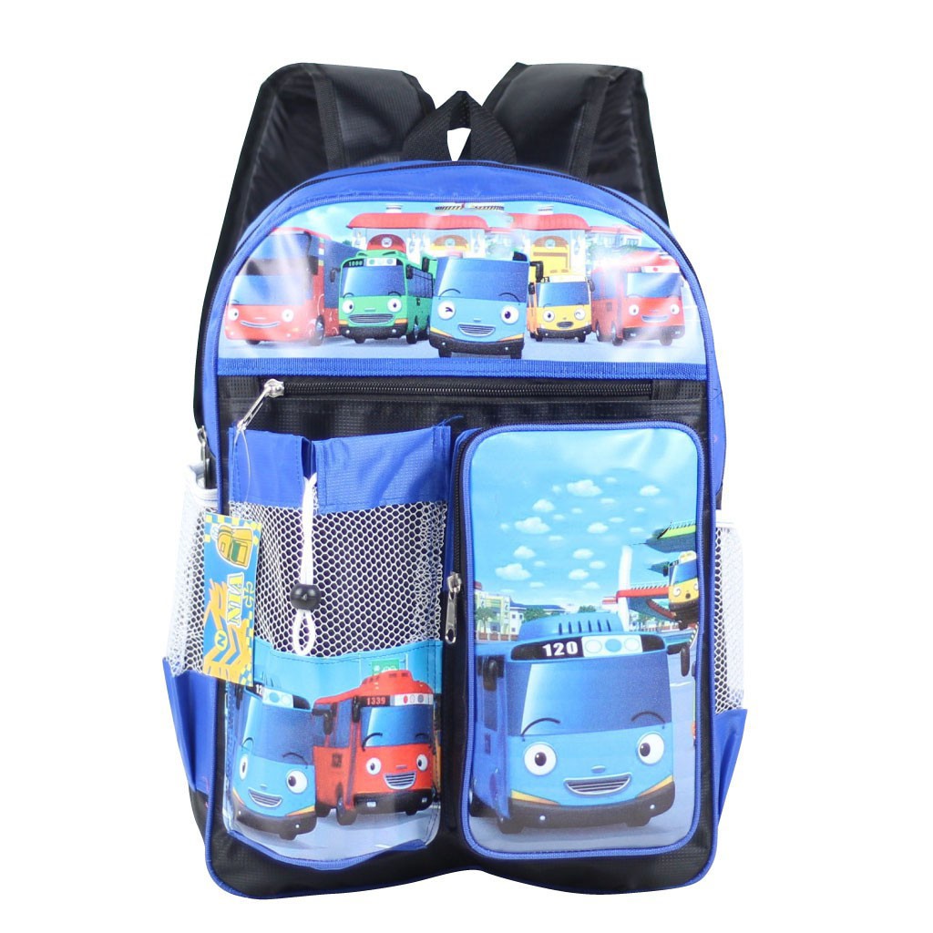 Backpack Anak Anak Karakter Little Bus Biru Tas Unik Tas Sekolah Nyaman di Punggung